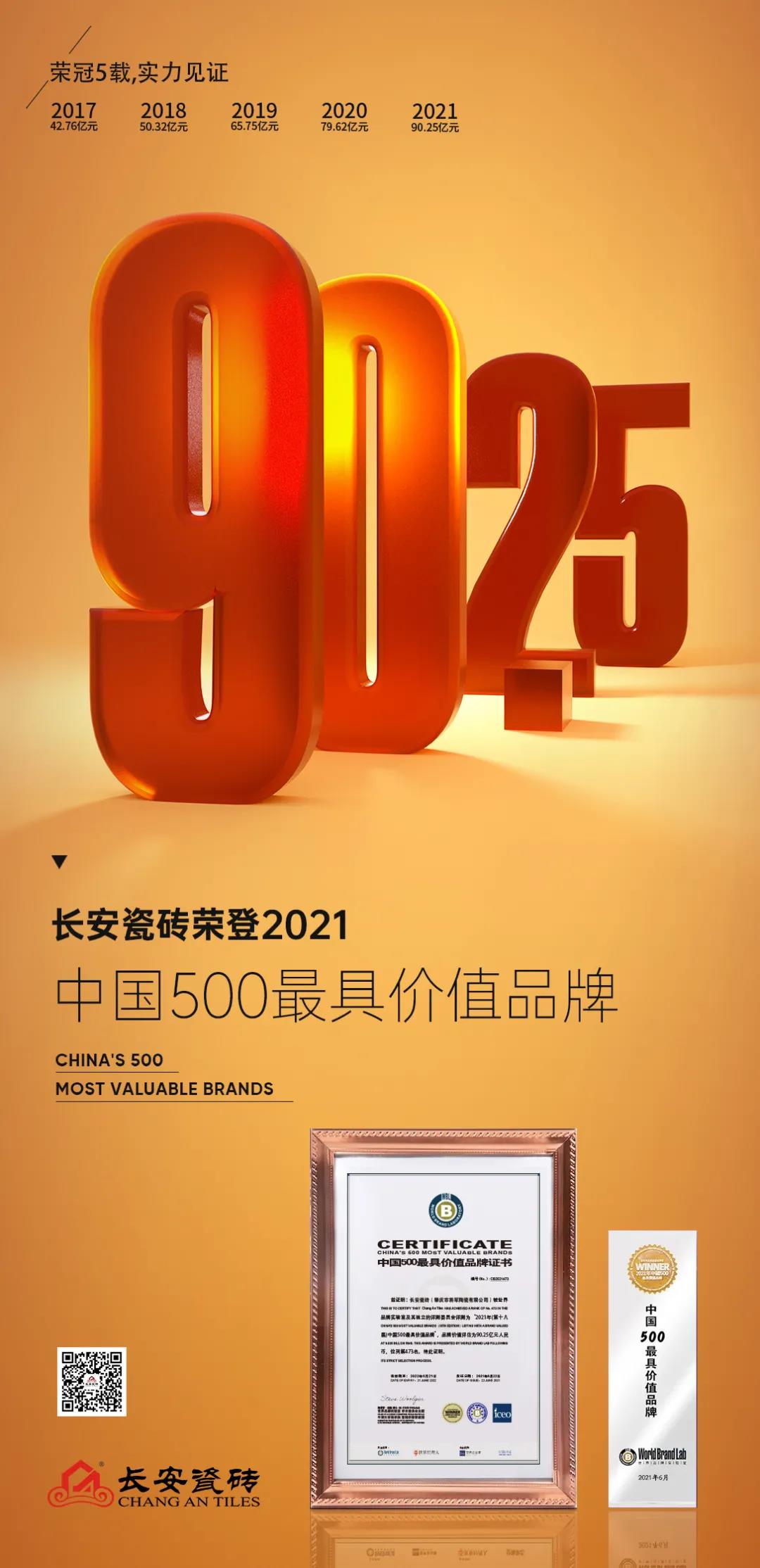 超200億！將軍陶瓷集團兩大品牌榮膺“中國500價值品牌”(圖3)